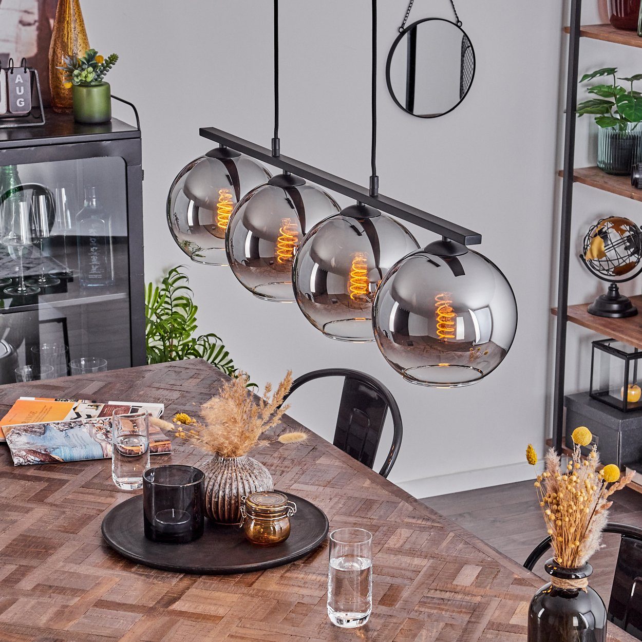 hofstein Pendelleuchte Hängelampe aus Metall/Glas in günstig online kaufen