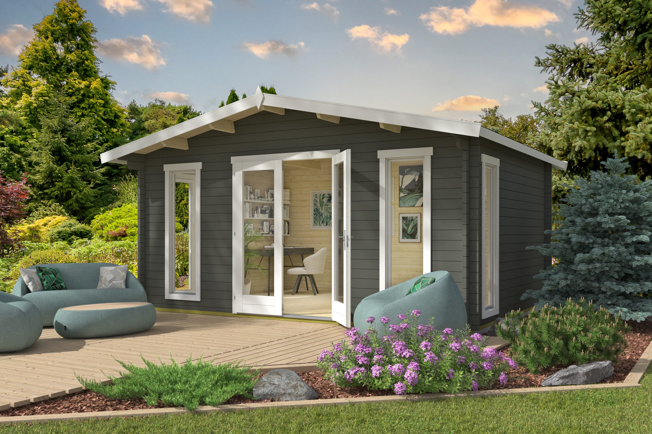 Nordic Holz Gartenhaus ELGIN 44 SET, BxT: 527,9x430 cm