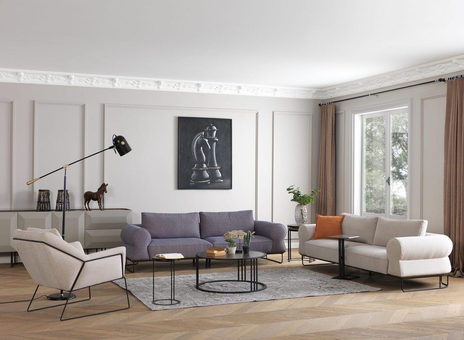 JVmoebel Wohnzimmer-Set Luxus Komplette Polstersofa Couchgarnitur Sofagarnitur Weiß, (3-St., 2x Sofa 3 Sitzer + 1x Sessel), Made in Europa