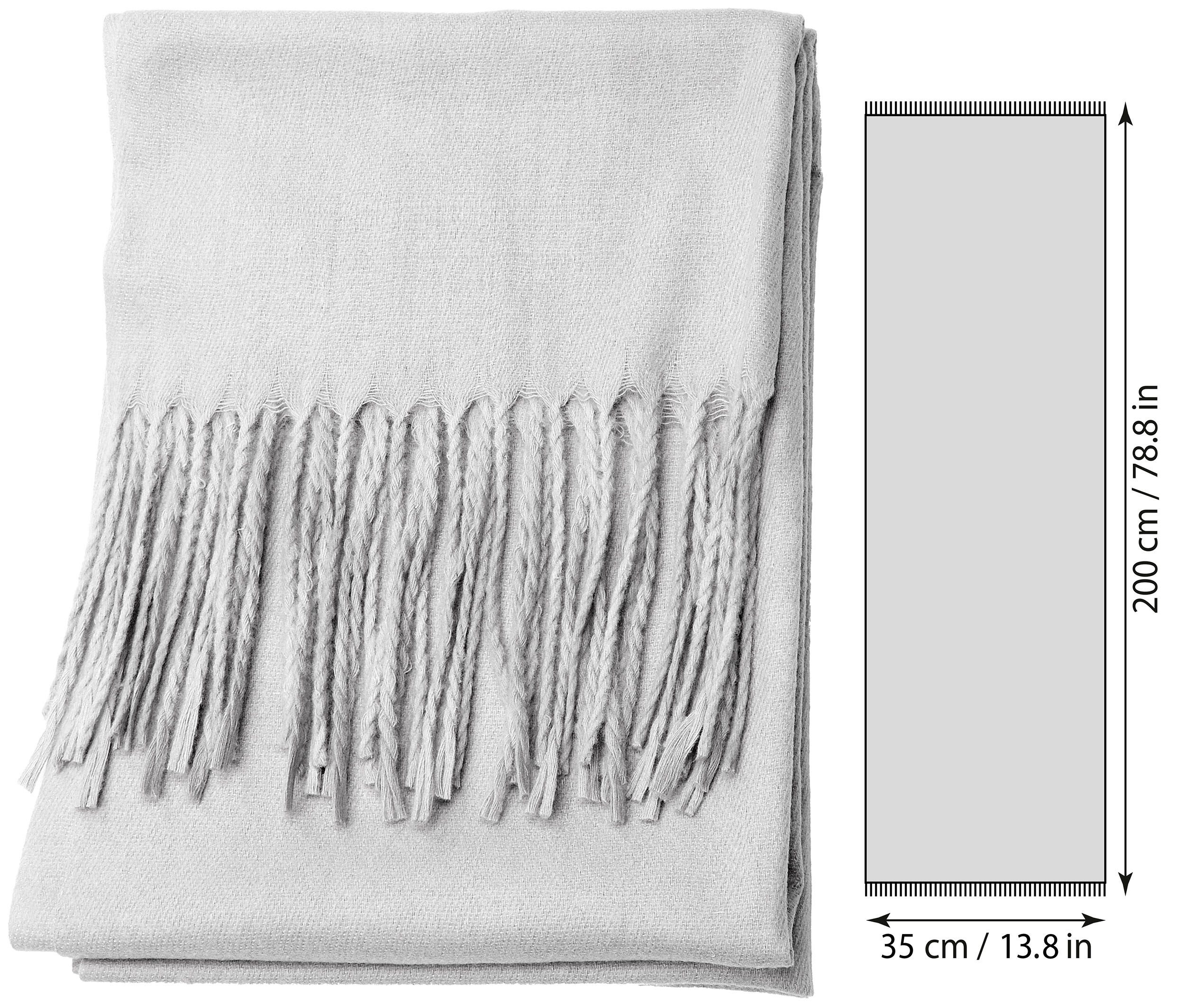 BRUBAKER Schal Cashmirillo Kuschelschal 30/40 x 180 cm Lang Leicht Warm Kuschelig, (Uni-Farben, 1-St. Herbst und Winterschal), Stola Tuch Schal mit Fransen für  – Bild 4 von 5