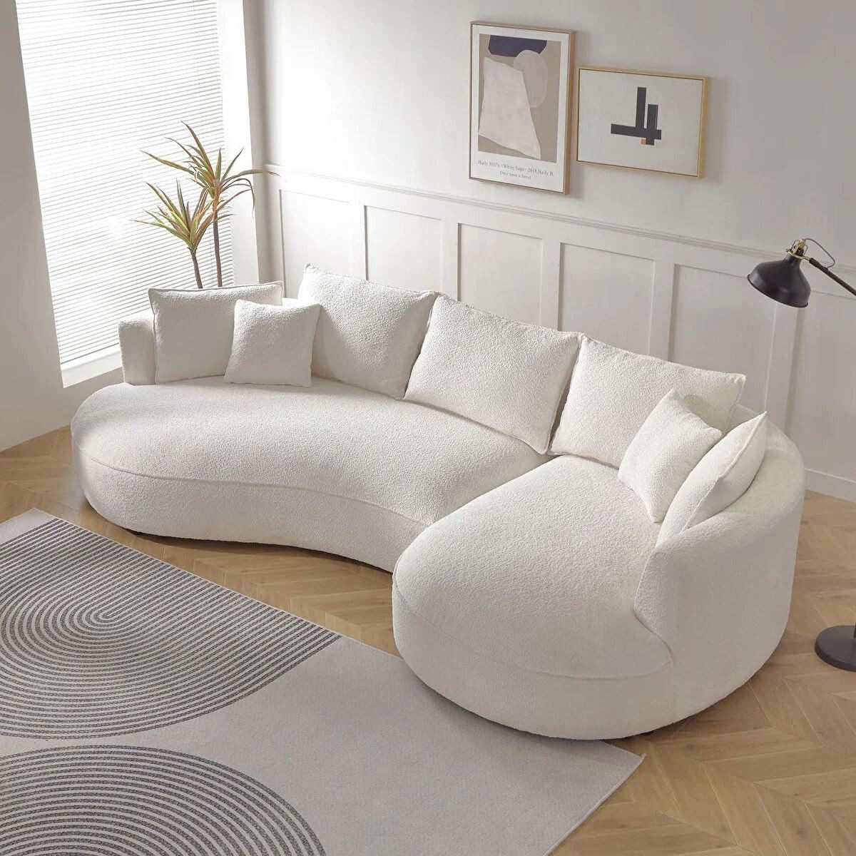 Skye Decor Ecksofa, Großes L Sofa mit Bouclé-Bezug – 30 DNS Schaum, pflegeleicht