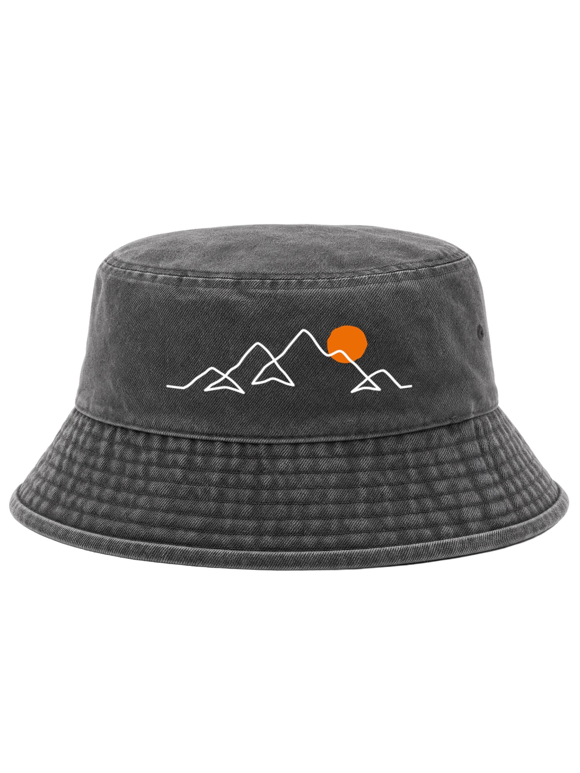 Neverless Fischerhut Anglerhut mit Print Berg Linie Bucket Hat Baumwolle Neverless®