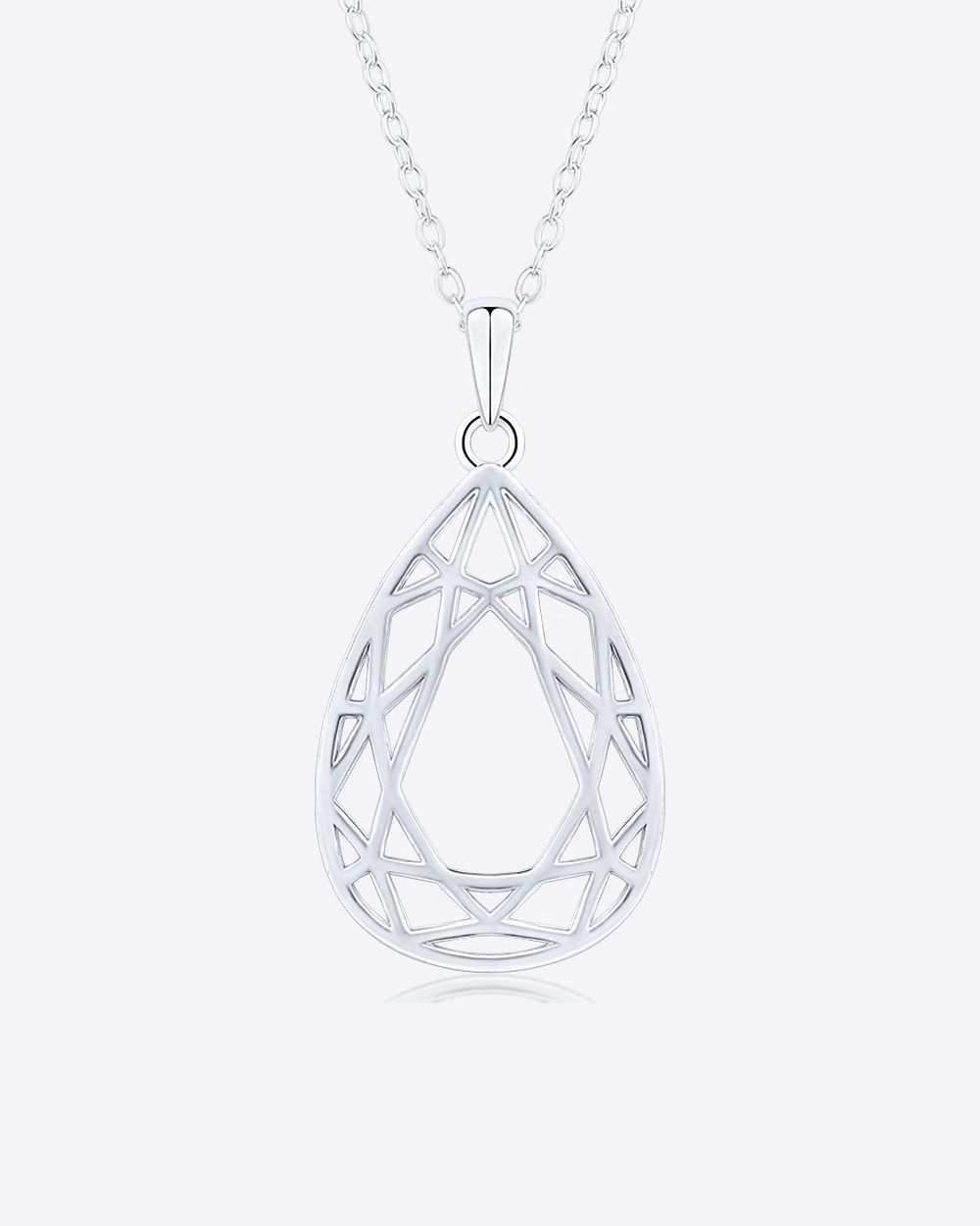DANIEL CLIFFORD Kette mit Anhänger 'Vivian' Damen Halskette Silber 925 Mandala Tropfen Anhänger (inkl. Verpackung), Silberkette 45cm geometrische Form Anhänger anlaufgeschützt