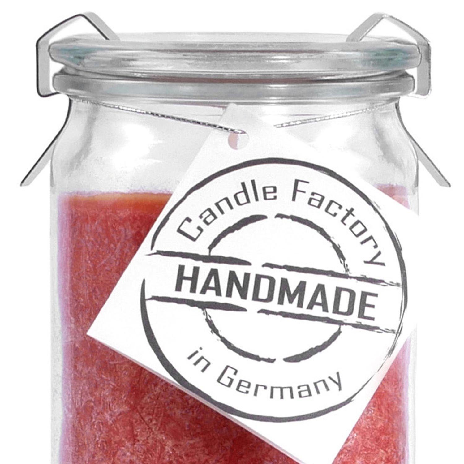 Landshop24 Duftkerze Candle-Factory Duftkerze aus Stearin im Weckglas Big Jumbo (Duft "Spicy Orange), brennt bis zu 100h