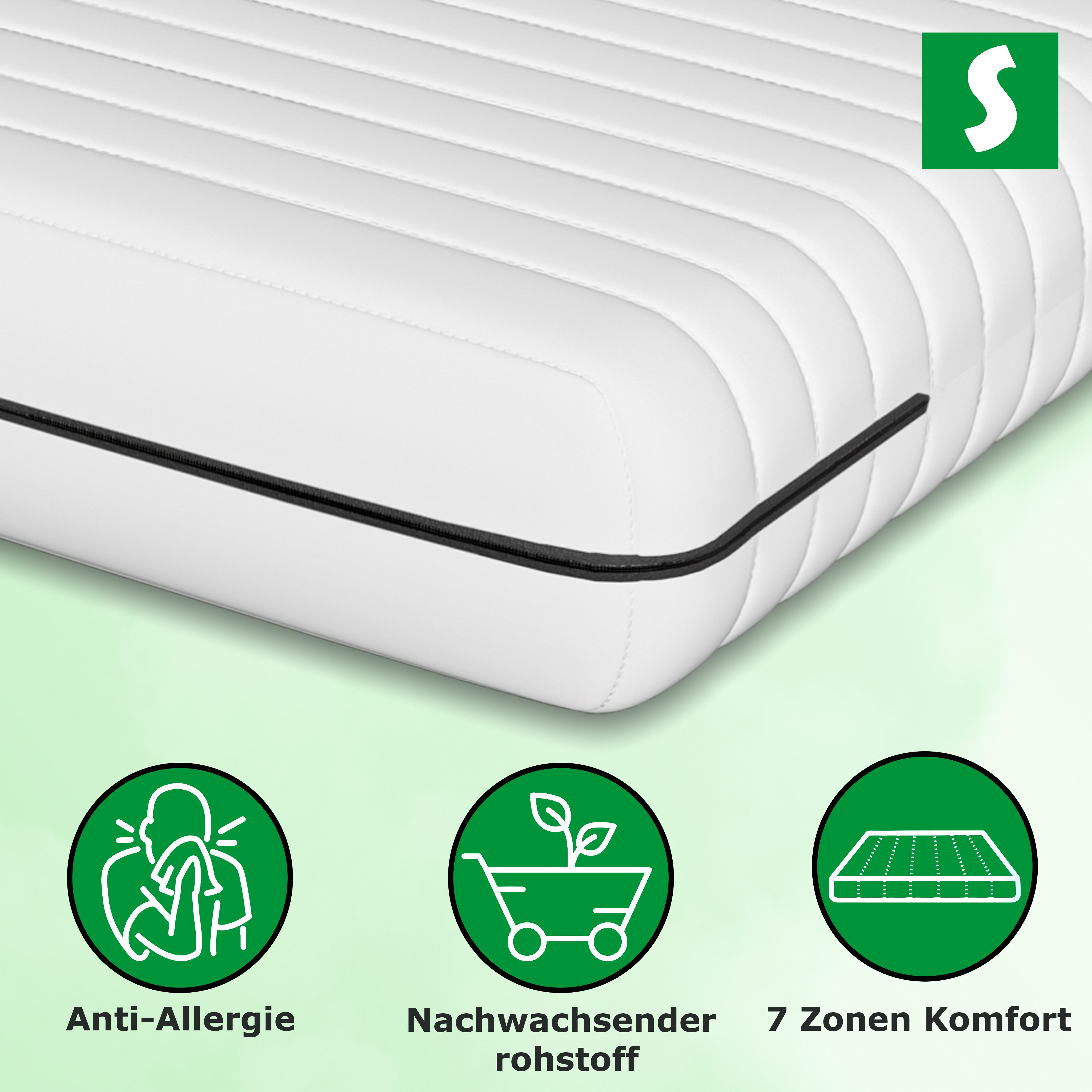 Kaltschaummatratze Premium 7-Zonen Wendematratze mit Härtegraden H2 und H3, Schlaftroll, 18 cm hoch, In verschiedenen Höhen und Größen erhältlich