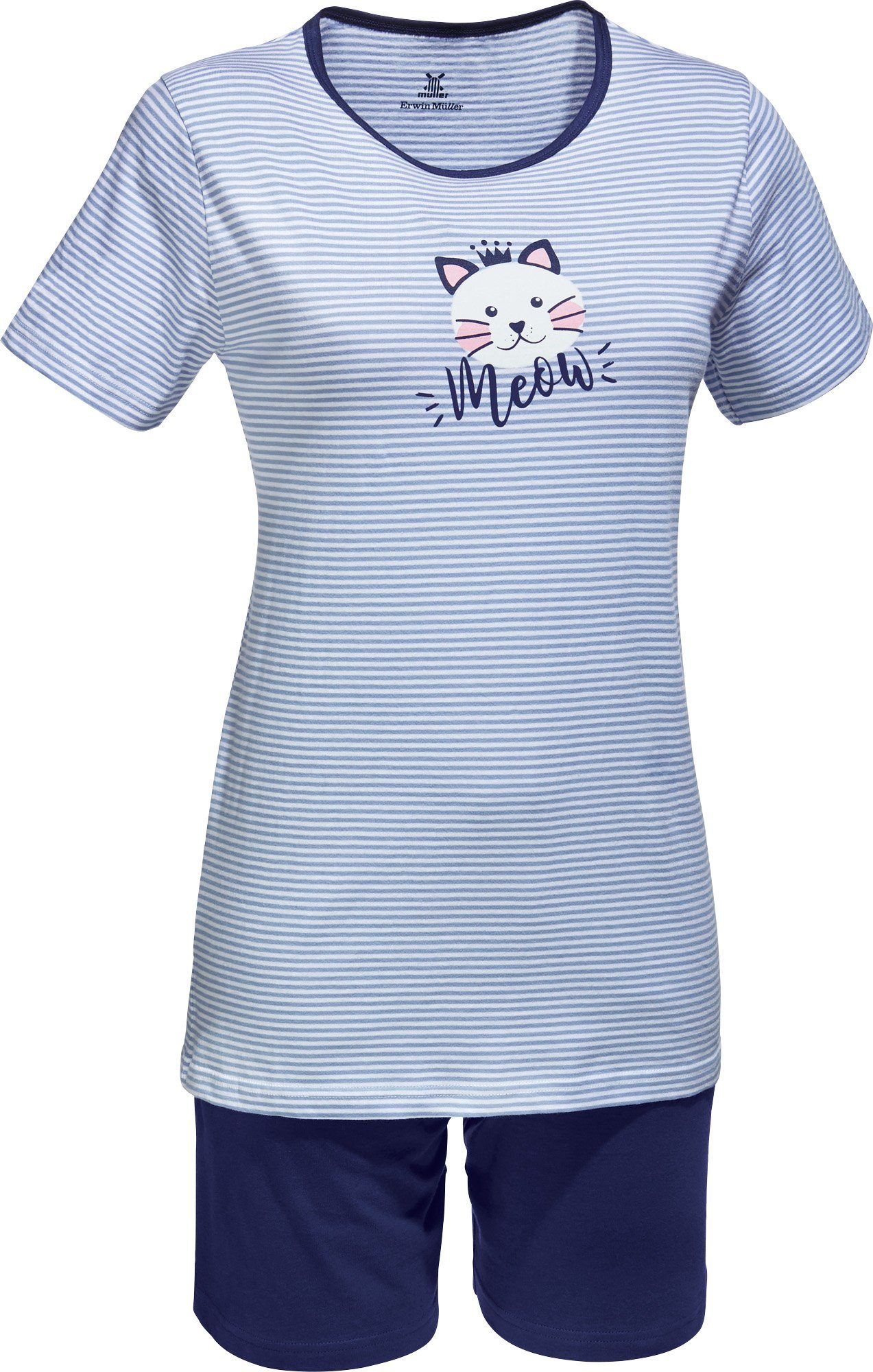 Erwin Müller Pyjama Damen-Shorty Single-Jersey Streifen günstig online kaufen