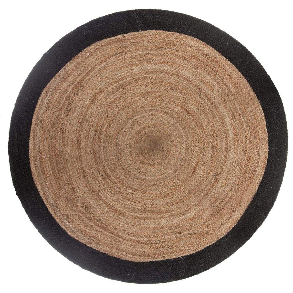 Atmosphera Créateur d'intérieur Teppich Teppich aus Jute, zweifarbig, Ø120 cm, beige-schwarz - Atmosphera, rund