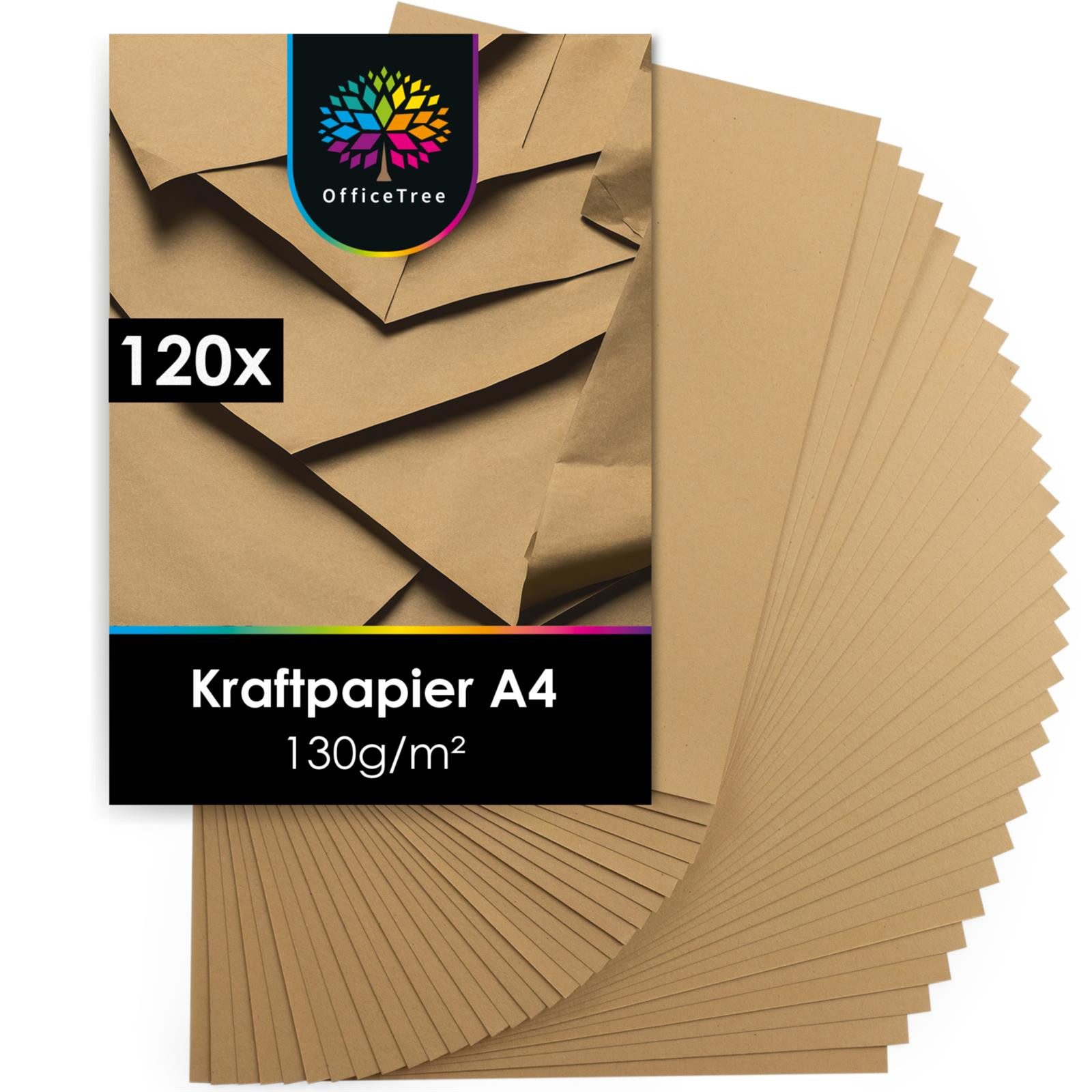 OfficeTree Kraftpapier 120 Blatt Kraftpapier DIN A4 130g, für Lettering und Kalligrafie