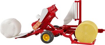 Bruder® Spielzeug-Landmaschine Ballenwickler 38 cm mit Rundballen ocker/weiss (02122), Made in Europe