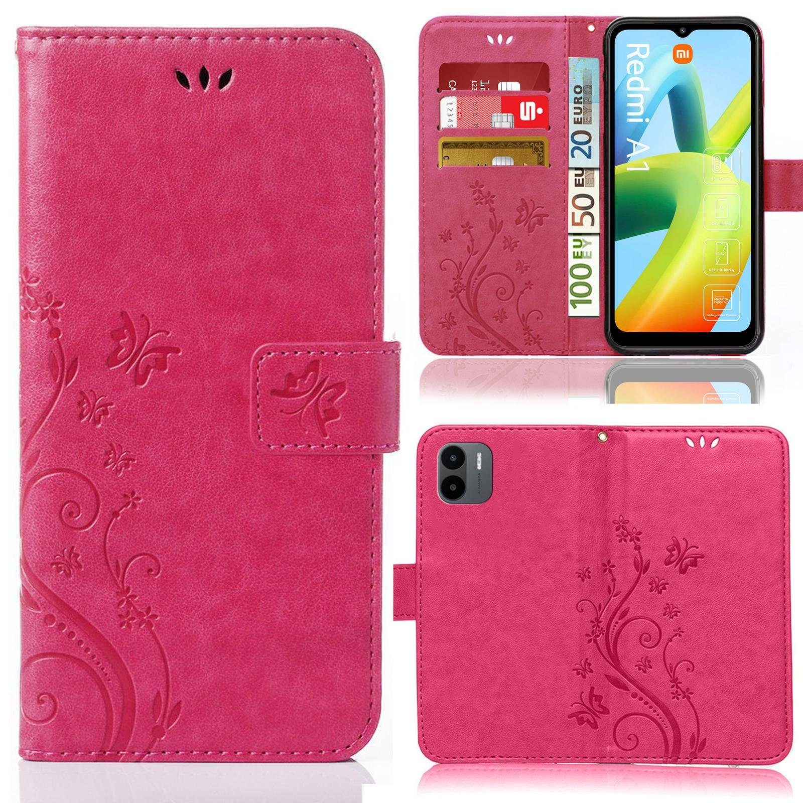 Numerva Handyhülle Bookstyle Flower für Xiaomi Redmi A1, Handy Tasche Schutzhülle Klapphülle Flip Cover mit Blumenmuster