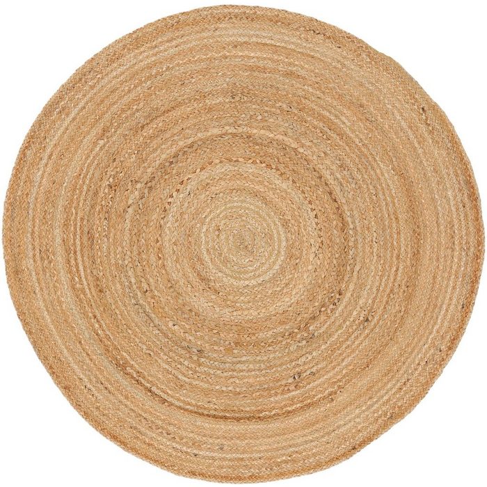 Teppich Juteteppich Nele carpetfine rund Höhe: 6 mm geflochtener Wendeteppich aus 100% Jute in vielen Größen