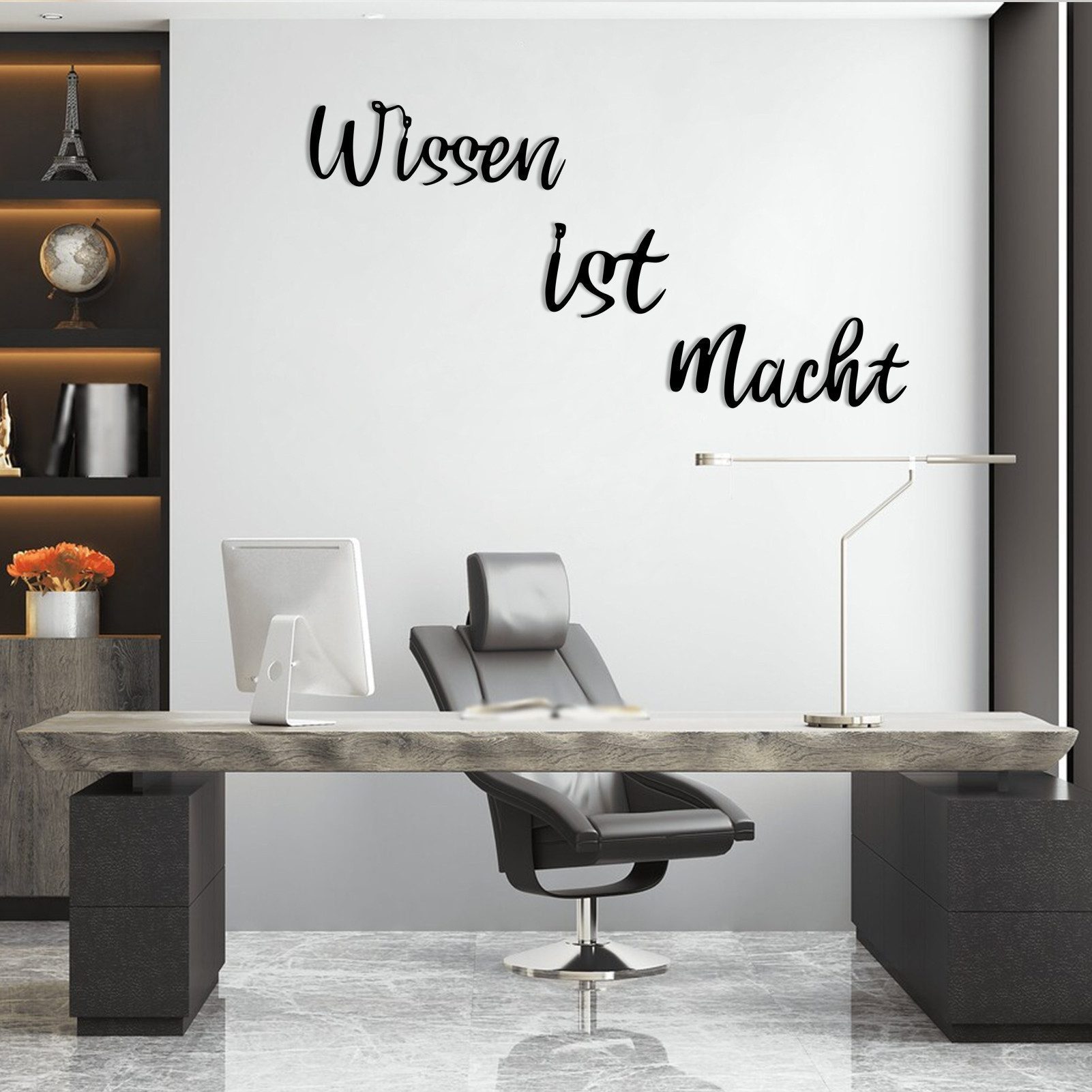 Jumpeak Wanddekoobjekt wanddekoration metall Wissen ist Macht Symbolische Kunst wall art, wanddekoration wohnzimmer Metall Künstlerische Schriftzüge 110x18cm