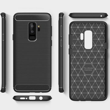 CoolGadget Handyhülle Carbon Handy Hülle für Samsung Galaxy S9 Plus 6,2 Zoll, robuste Telefonhülle Case Schutzhülle für Samsung S9+ Hülle