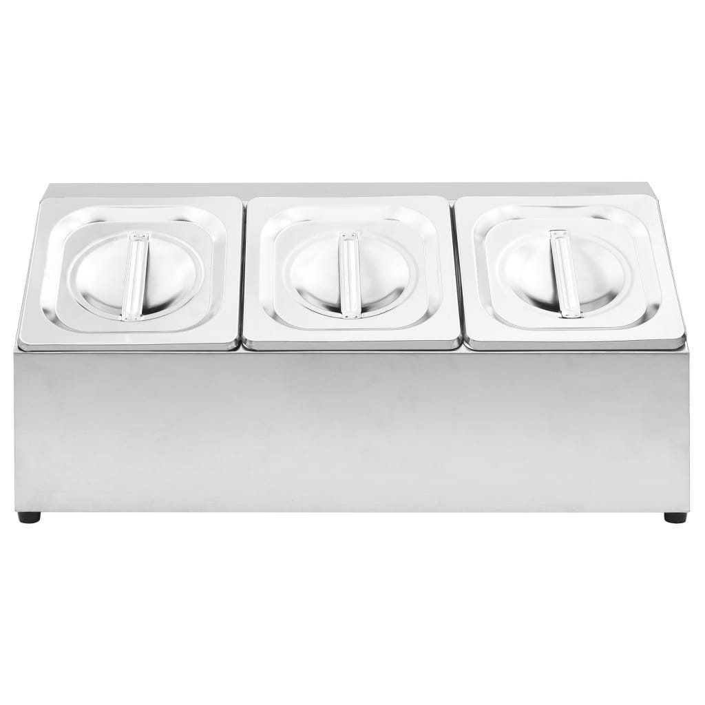 vidaXL Küchenregal Gastronorm-Ständer mit 3 GN 1/6 Behältern Edelstahl