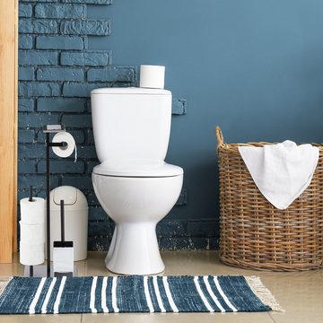 relaxdays Toilettenpapierhalter WC Garnitur mit Ablagefläche