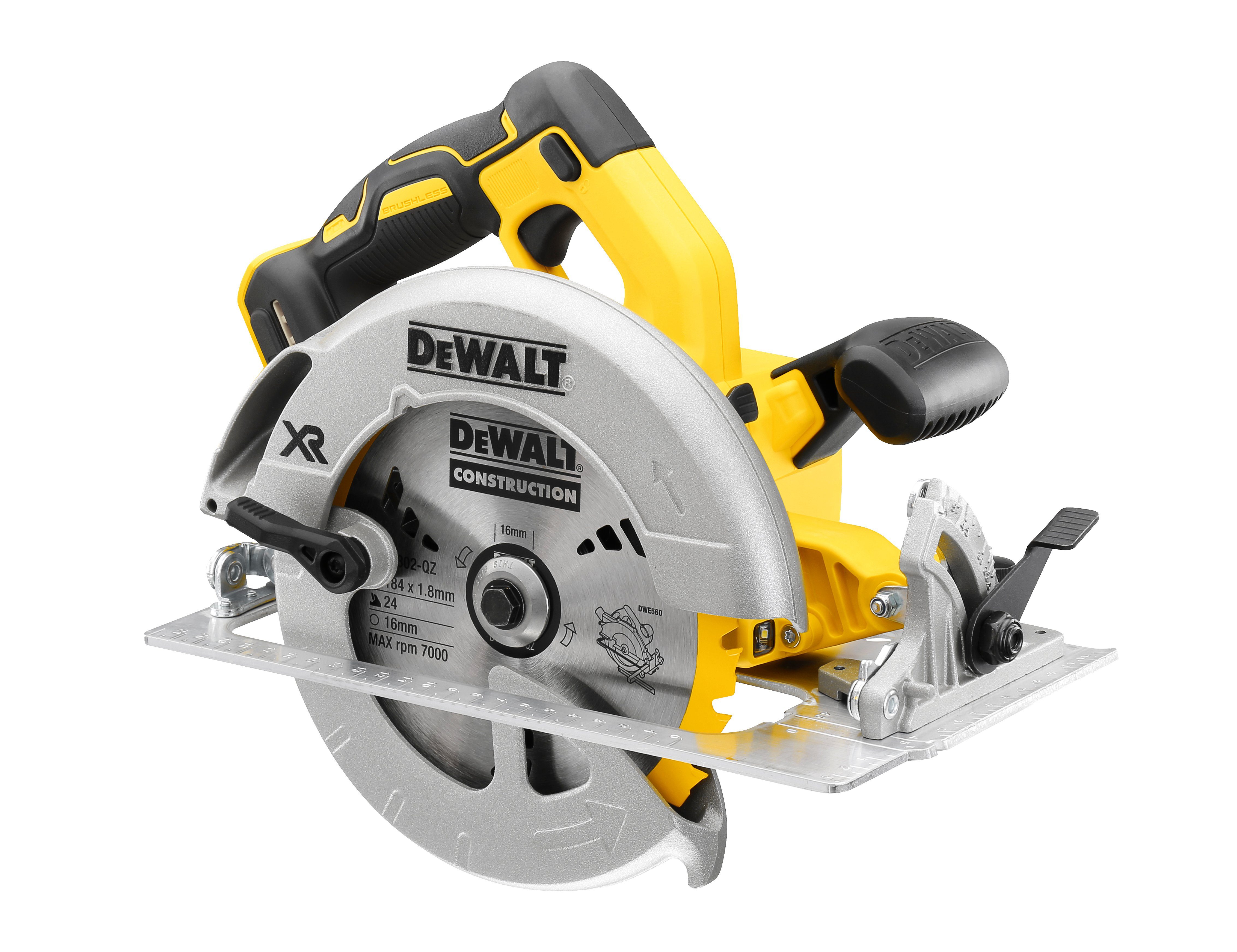 DeWalt Akku-Handkreissäge STAK-Box 90°/45°, T 64/41mm, Basisversion DCS570NT-XJ und (ohne 18V, Netzteil) Schnitttiefe (bl), 184mm, VI, Akku Akku-Hand-Kreissäge