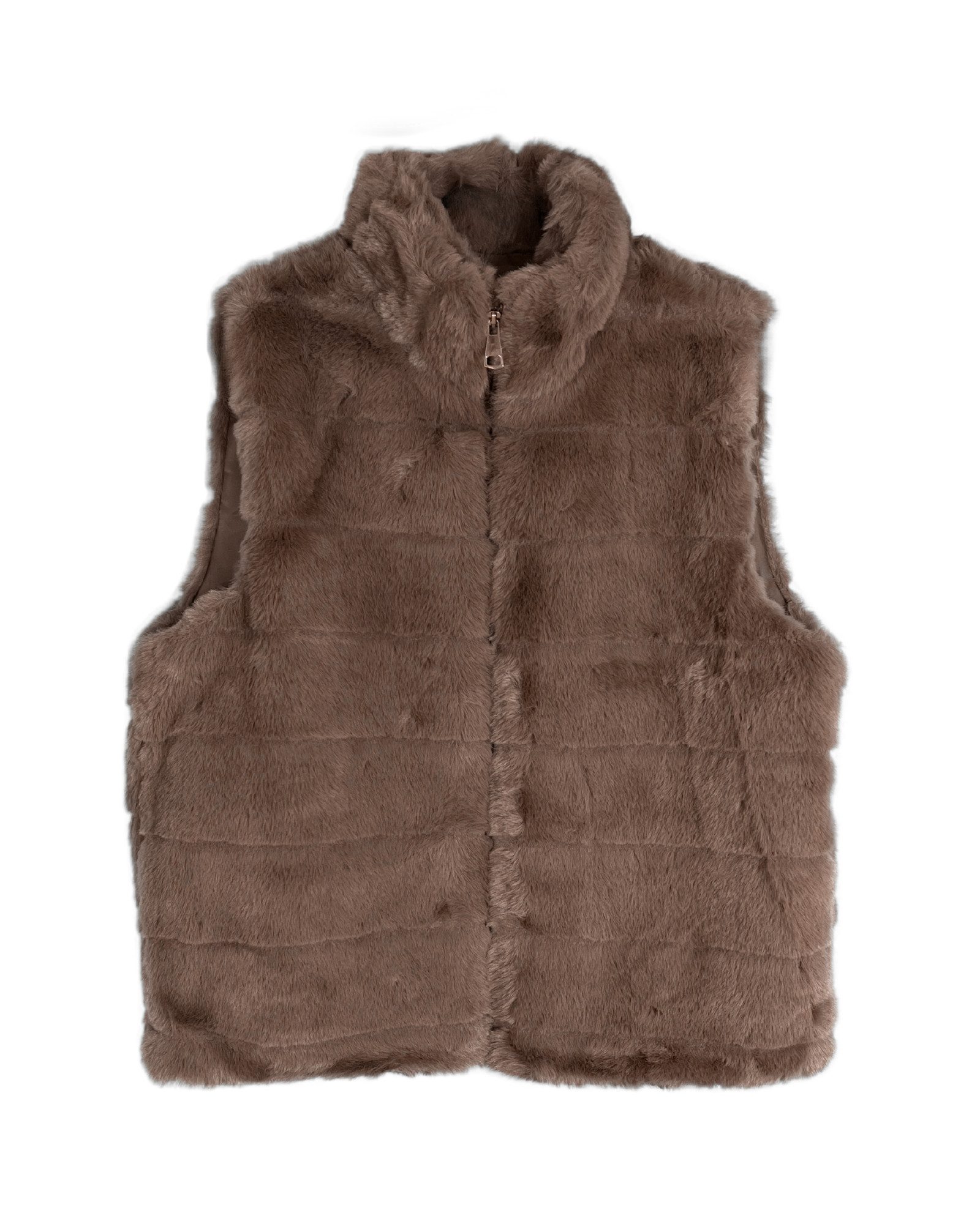 ITALY VIBES Fellweste ALESSIA - kuschelweiche Weste - Kunstfellweste mit Stehkragen Damen