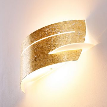 hofstein Wandleuchte »Spano« Wandlampe aus Metall/Glas in Gold, ohne Leuchtmittel, moderne mit Up & Down-Effekt, 1xE27, Innen mit Blattgold-Effekt