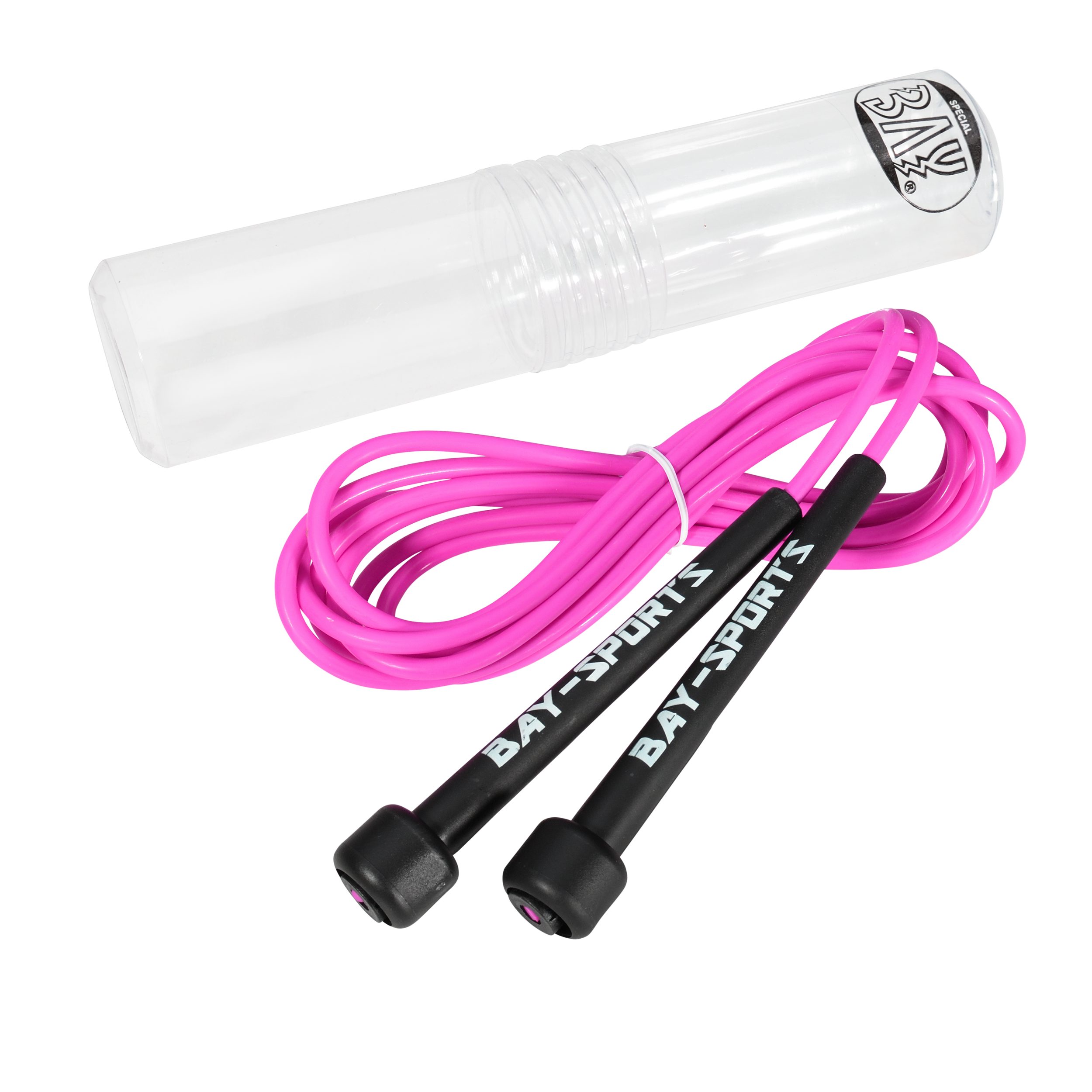 BAY-Sports Springseil High Speed Nylon Sprungseil pink rosa Hüpfseil Skipping Rope Adult, Stufenlos Längenverstellbar - Leicht und ergonomisch