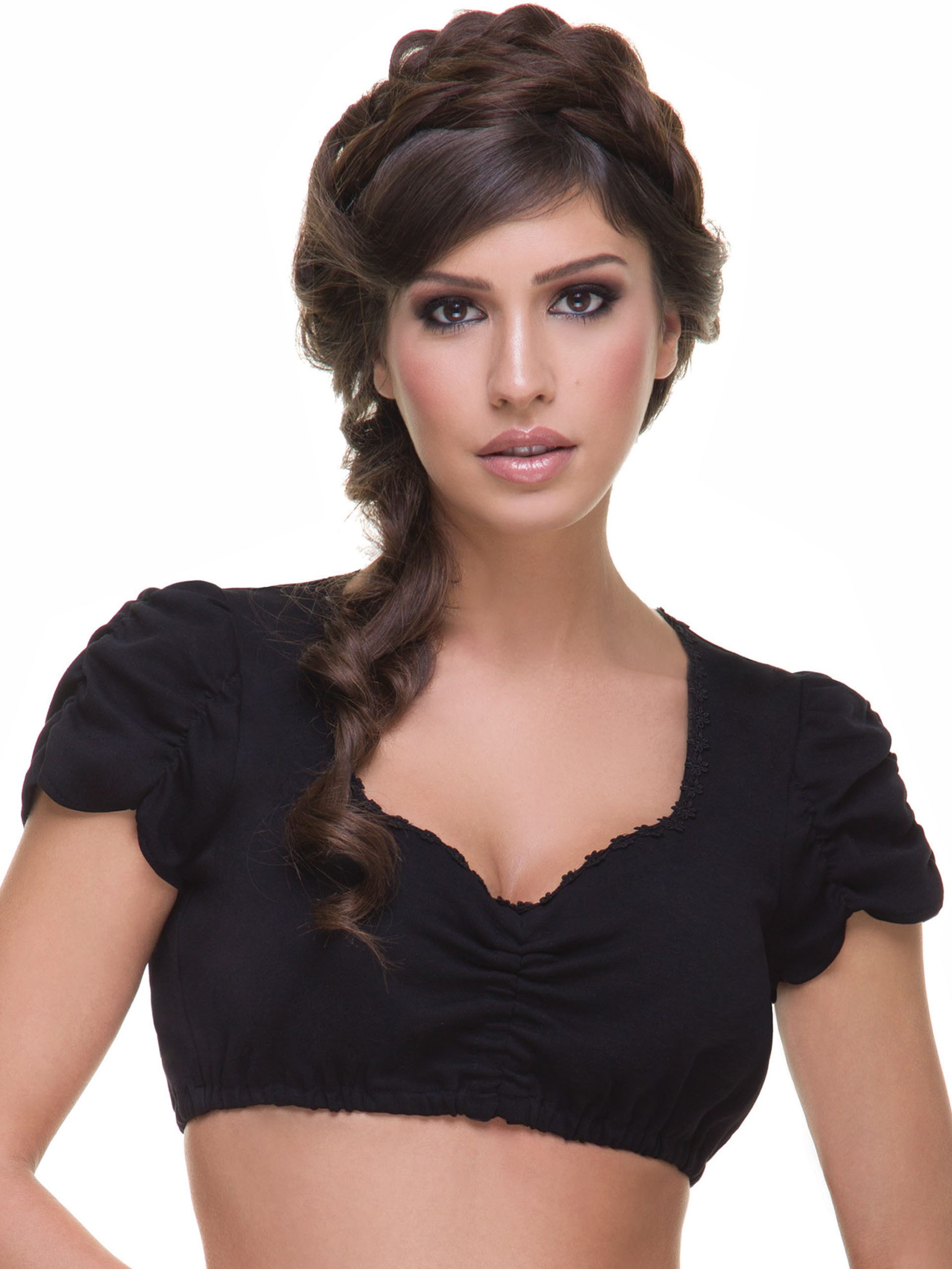 Almbock Dirndlbluse Almbock Dirndlbluse Linn B100 schwarz (exclusive) (1-tlg)