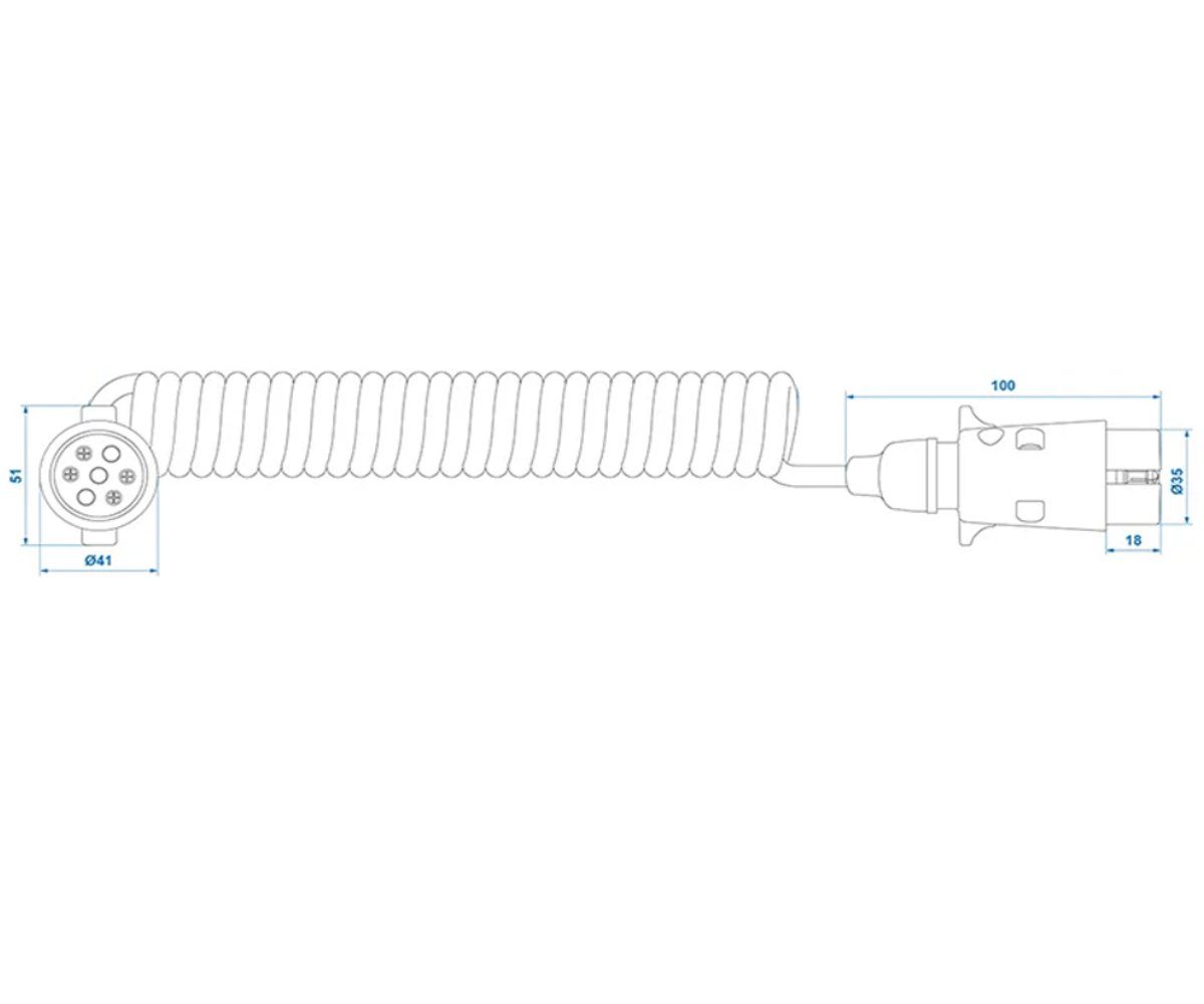 ProPlus 3m Anhängerkabel Spiralkabel 7-polig - Flexibles Verlängerungskabel Anhänger-Adapter 7-Polig, 300 cm, Spiralkabel