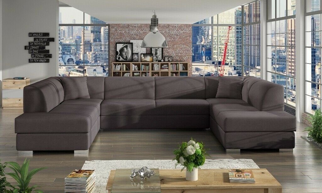 XXL Polster Wohnlandschaft Neu Braun Ecksofa, Sofa Ecke Designer Ecksofa JVmoebel U-Form Couch