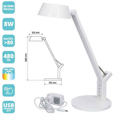 Maxcom Nachttischlampe Maxcom GlowPro 8W Dimmbare LED-Tischlampe Weiß