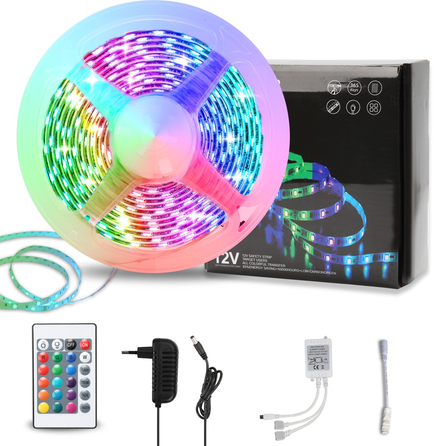 Clanmacy LED Stripe 1-10m LED Streifen Lichtband 5050SMD Leiste RGB Fernsteuerung LED Band, 30-flammig, Licht-Streifen Fernbedienung RGB Lichterkette 5050 SMD Lichtleiste von Clanmacy