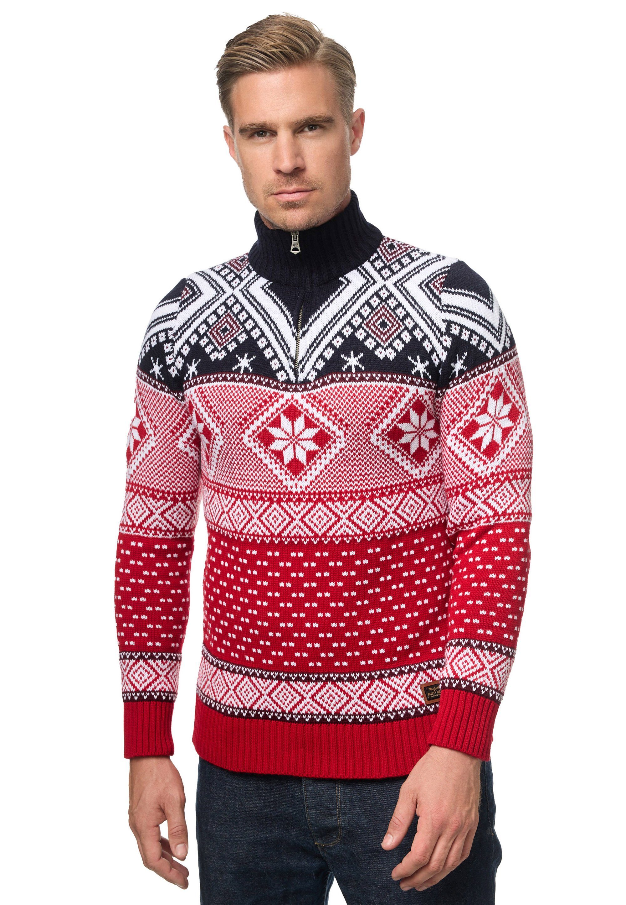 Rusty Neal Strickpullover mit winterlichem Muster günstig online kaufen