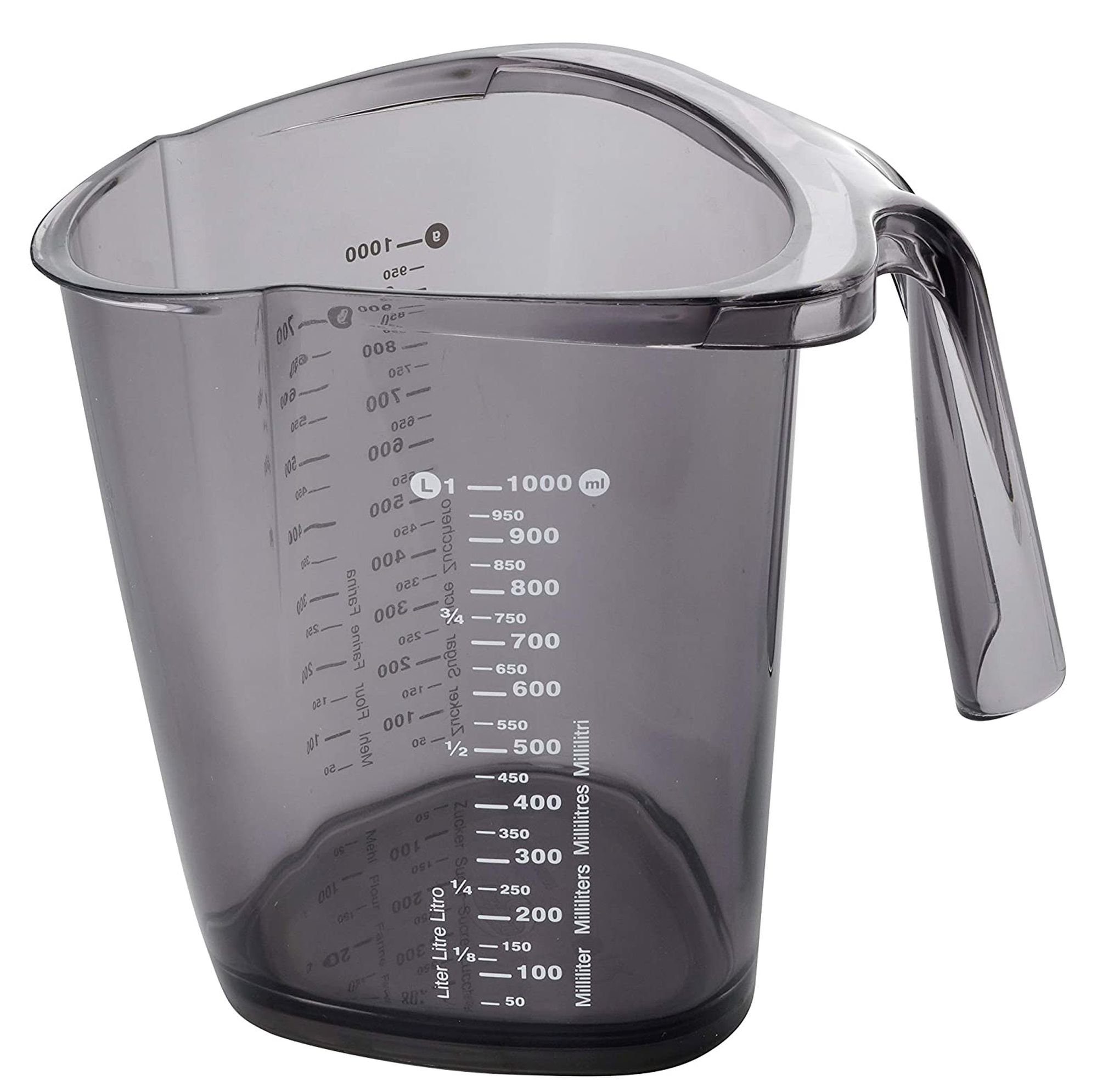 Dr. Oetker Küchenhelfer Messbecher Design Messbecher 1 Liter Maßbecher Grau Transparent Backzubehör Dr.
