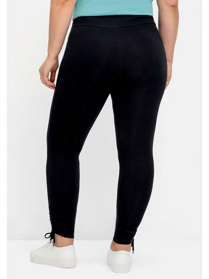 Sheego Leggings Große Größen mit breitem Bund und Raffung am Saum