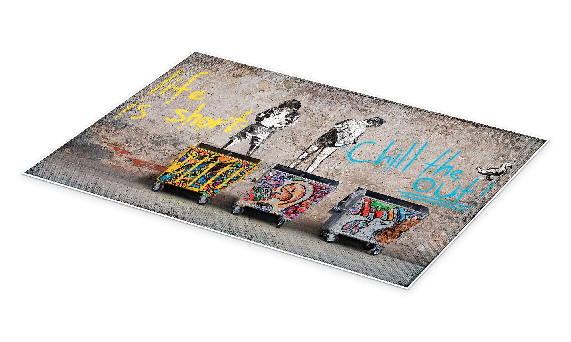 Posterlounge Wandbild Banksy - Life is short, chill the duck out!, Pineapple Licensing, erhältlich als Poster, Leinwandbild, Wandsticker oder Acrylglasbild