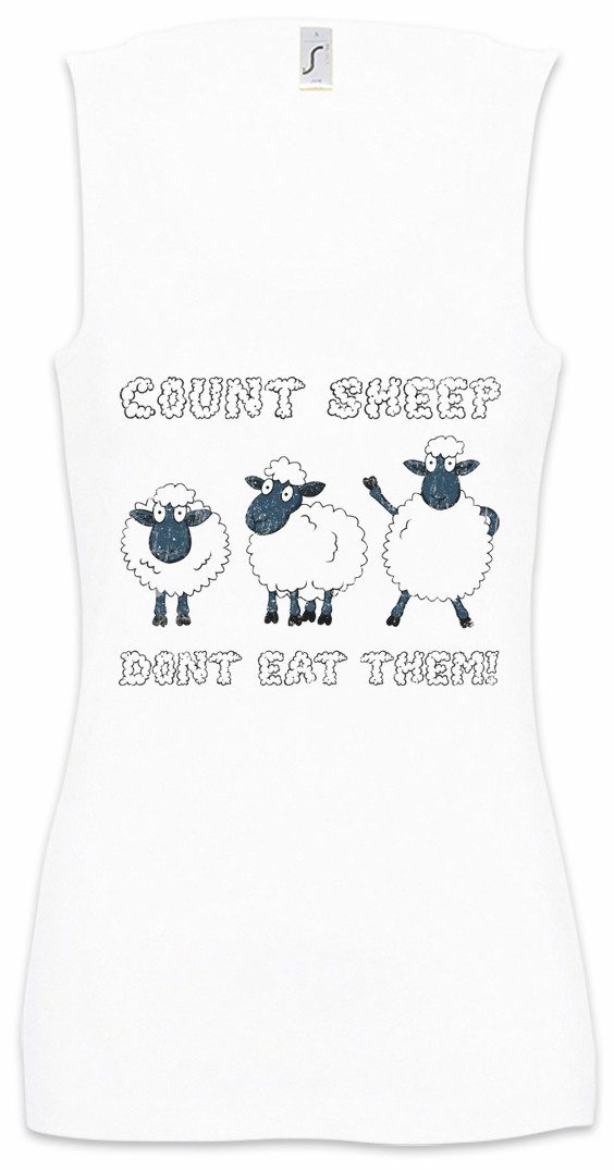 Urban Backwoods Tanktop Count Sheep Ärmelloses Damen T-Shirt Schafe Schäfchen Zählen Animal Welfare Vegetarier Vegan