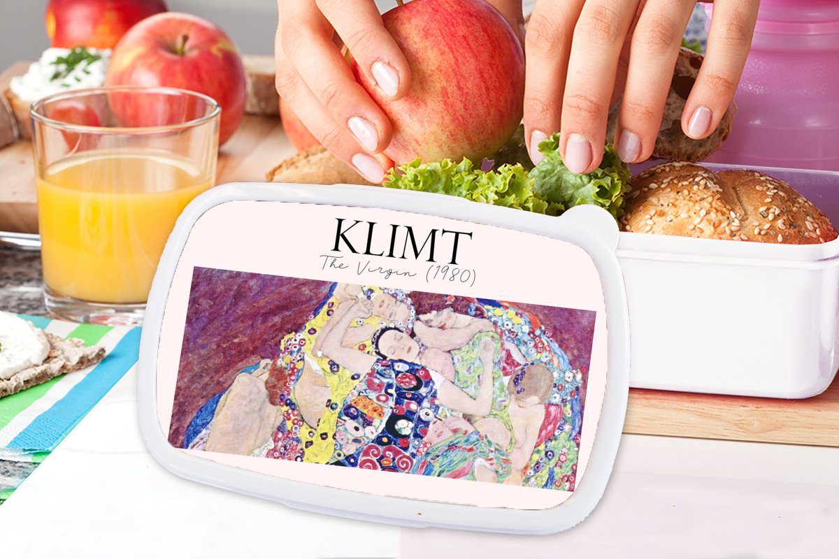 Kunst für Kunststoff, für und Mädchen (2-tlg), Brotdose, Brotbox Alte Jungs - Meister, MuchoWow Gustav Klimt weiß Kinder - Lunchbox und Erwachsene,