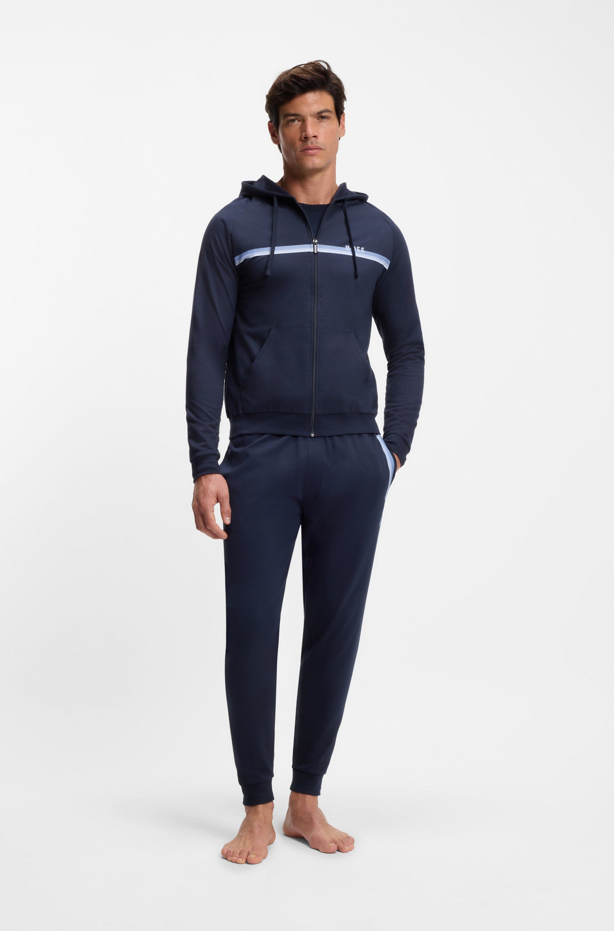 BOSS Jogginghose Authentic aus Baumwoll-Terry mit Streifen und Logo