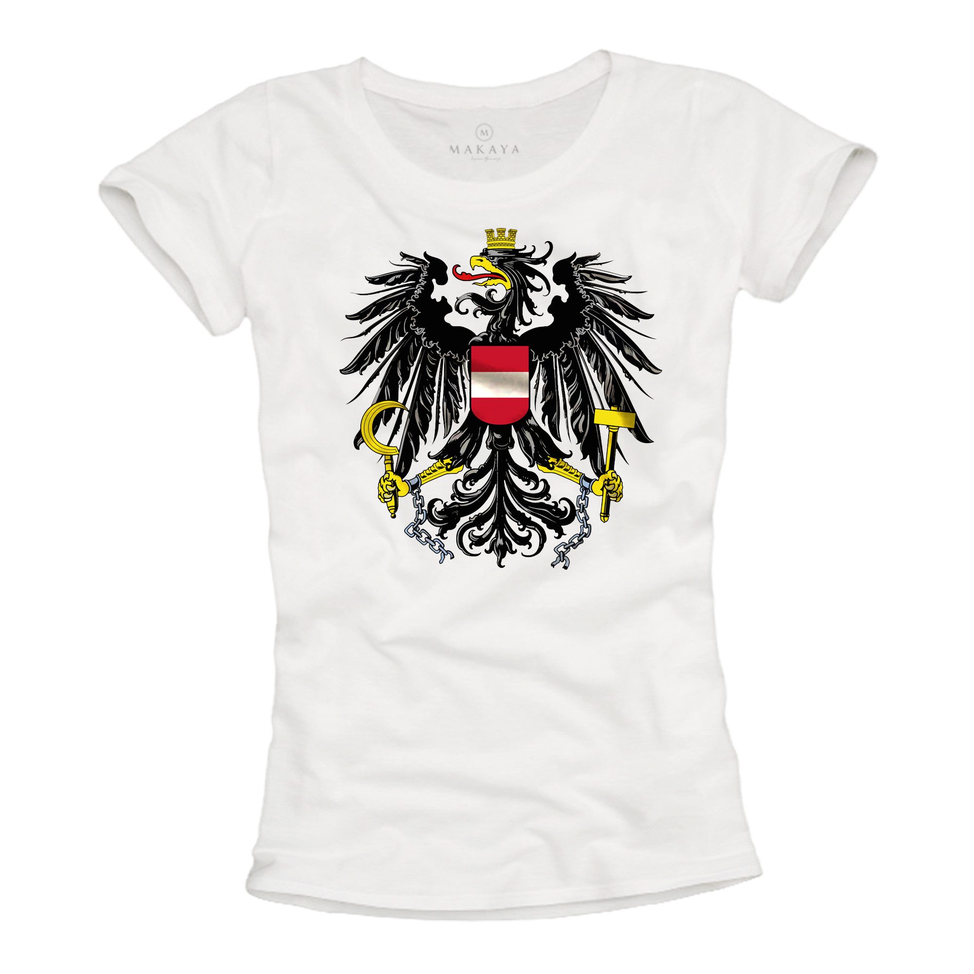 Print-Shirt Damen Österreich Flagge Adler Motiv Österreichischer Fahne Frauen Top