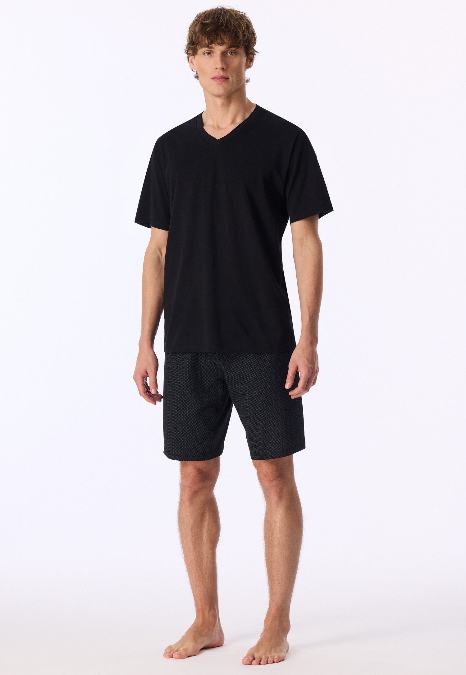 uncover by SCHIESSER Shorty Uncover Nightwear (2 tlg) V-Ausschnitt, Kurzarm, Kurze Hose, Reine Baumwolle, weich