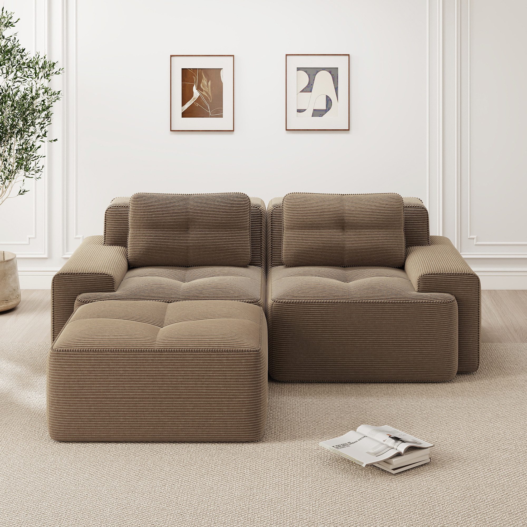 Odikalo Sofa Boneless Modulares Sofa kombinierbar Polstersofa Schlafsofa, Boneless Modulsofa, Modernes L-förmiges Modulsofa für Wohnzimmer mit Tiefem Sitz, bequ – Bild 3 von 5