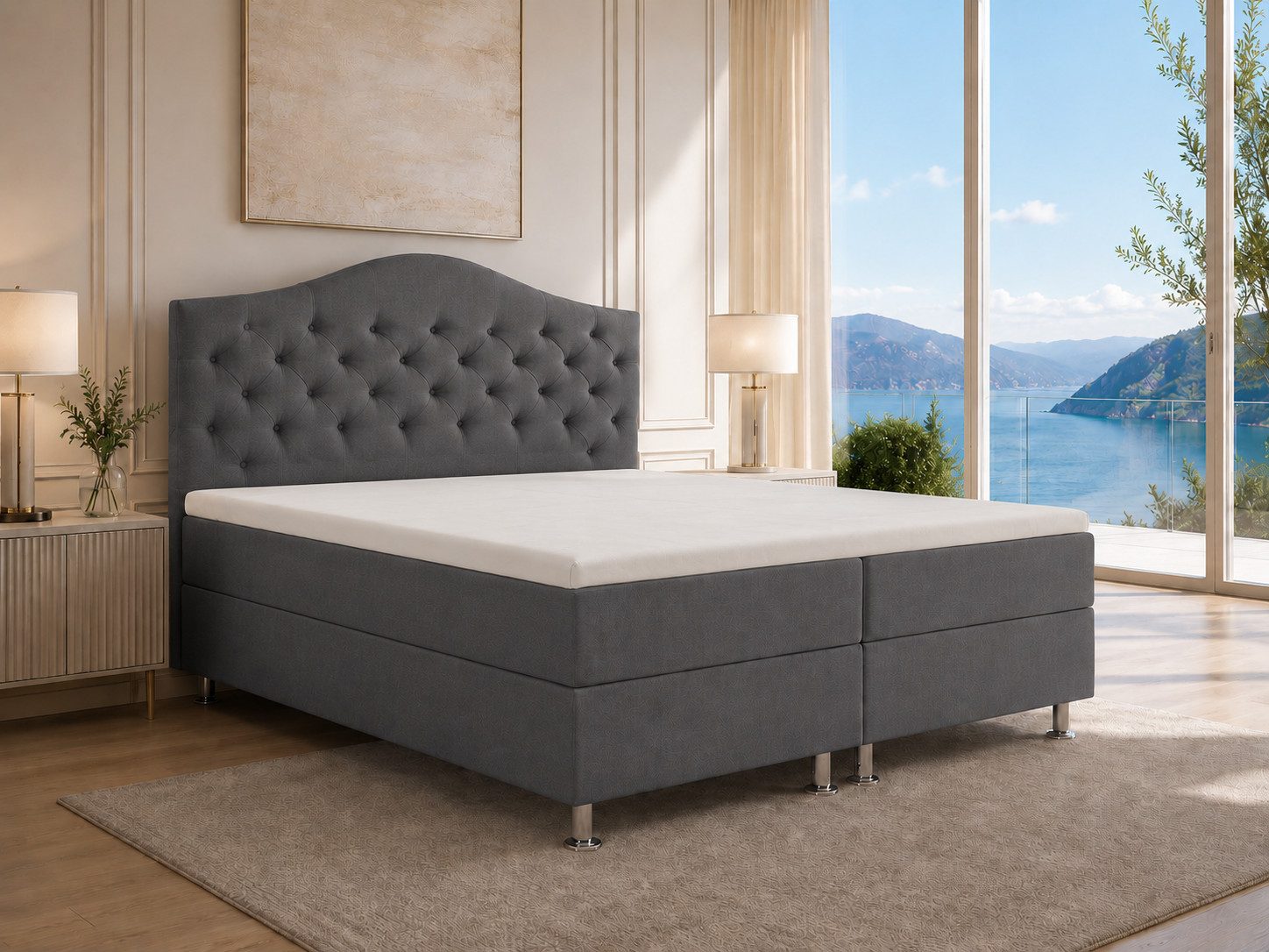 Best for Home Boxspringbett Glamour mit 7-Zonen Bonell & 7 cm T-30 Topper – Komfortbett (Komplettset, 4-St., Boxspringbett mit 7-Zonen-Bonellfederkernmatratze & 7 cm Topper), Boxspringbett mit Bettkasten, Topper T-30