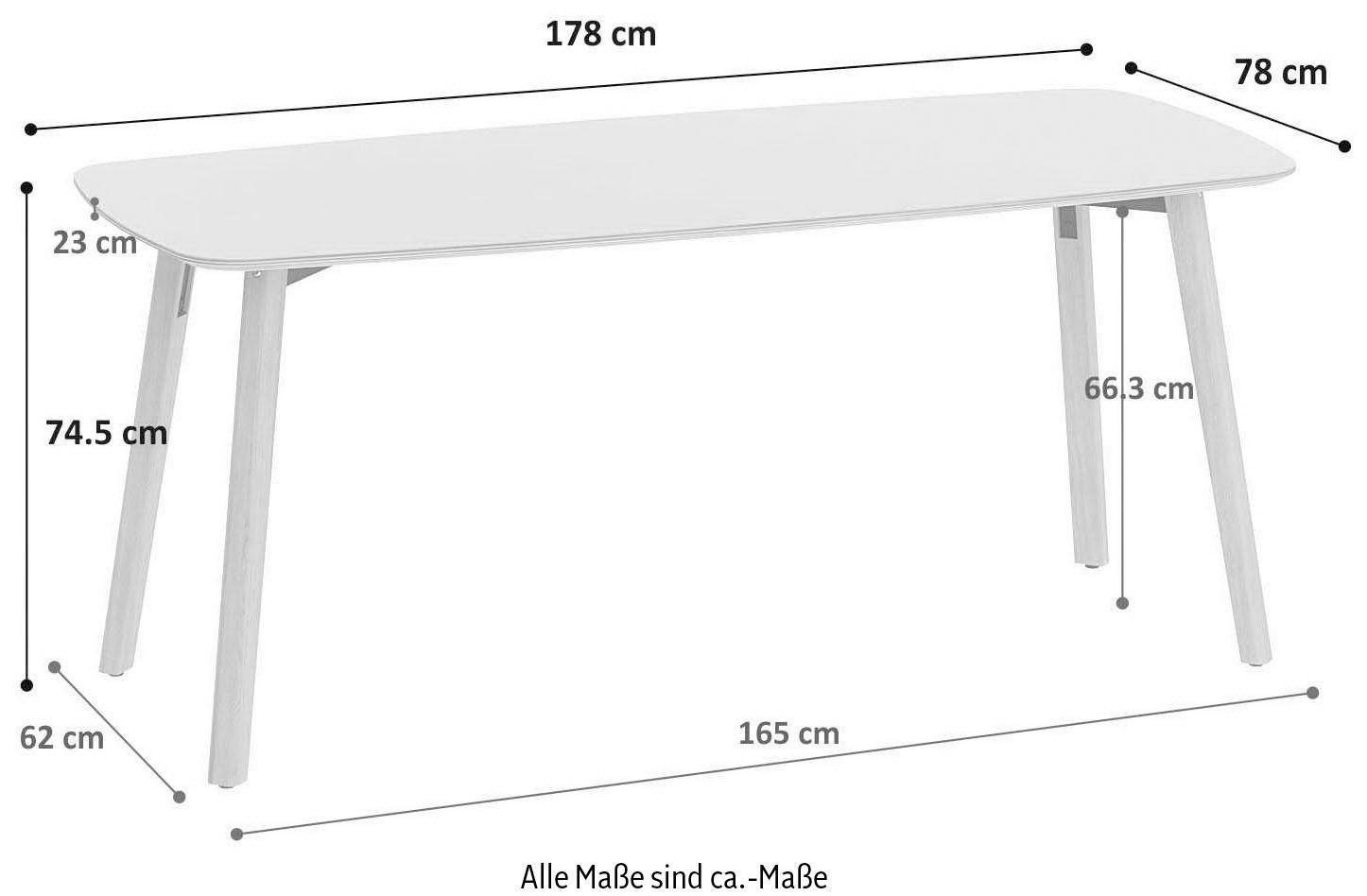 OTTO aus mit massiv, Füße Beschichtung Linoleum Tables, products Esstisch schöner Eiche pearl/eiche natur