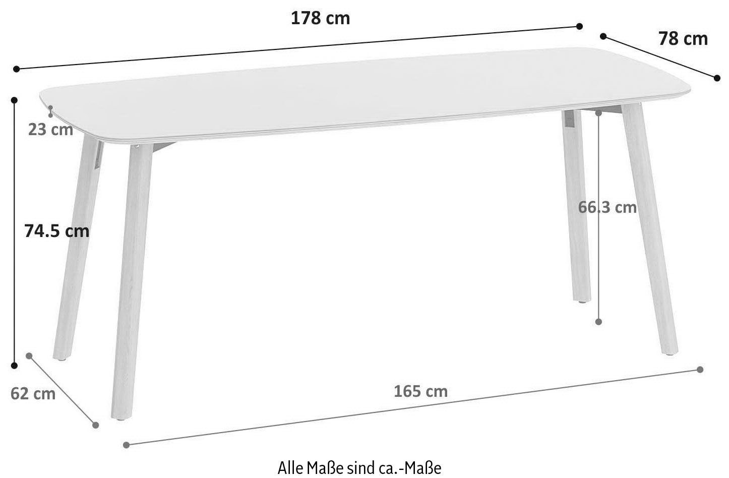 Eiche Esstisch Linoleum Füße 178/78/74,5 Maße Tables, mit OTTO products aus schöner (B/T/H): Beschichtung, massiv, cm