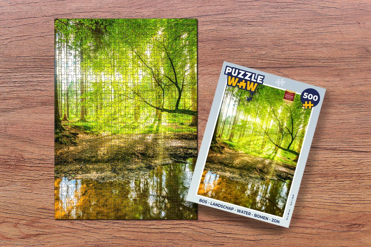 MuchoWow Puzzle Wald - Landschaft - Wasser - Bäume - Sonne - Grün - Natur, 500 Puzzleteile, Foto-Puzzle, Bilderrätsel, Puzzlespiele, Spielzeug