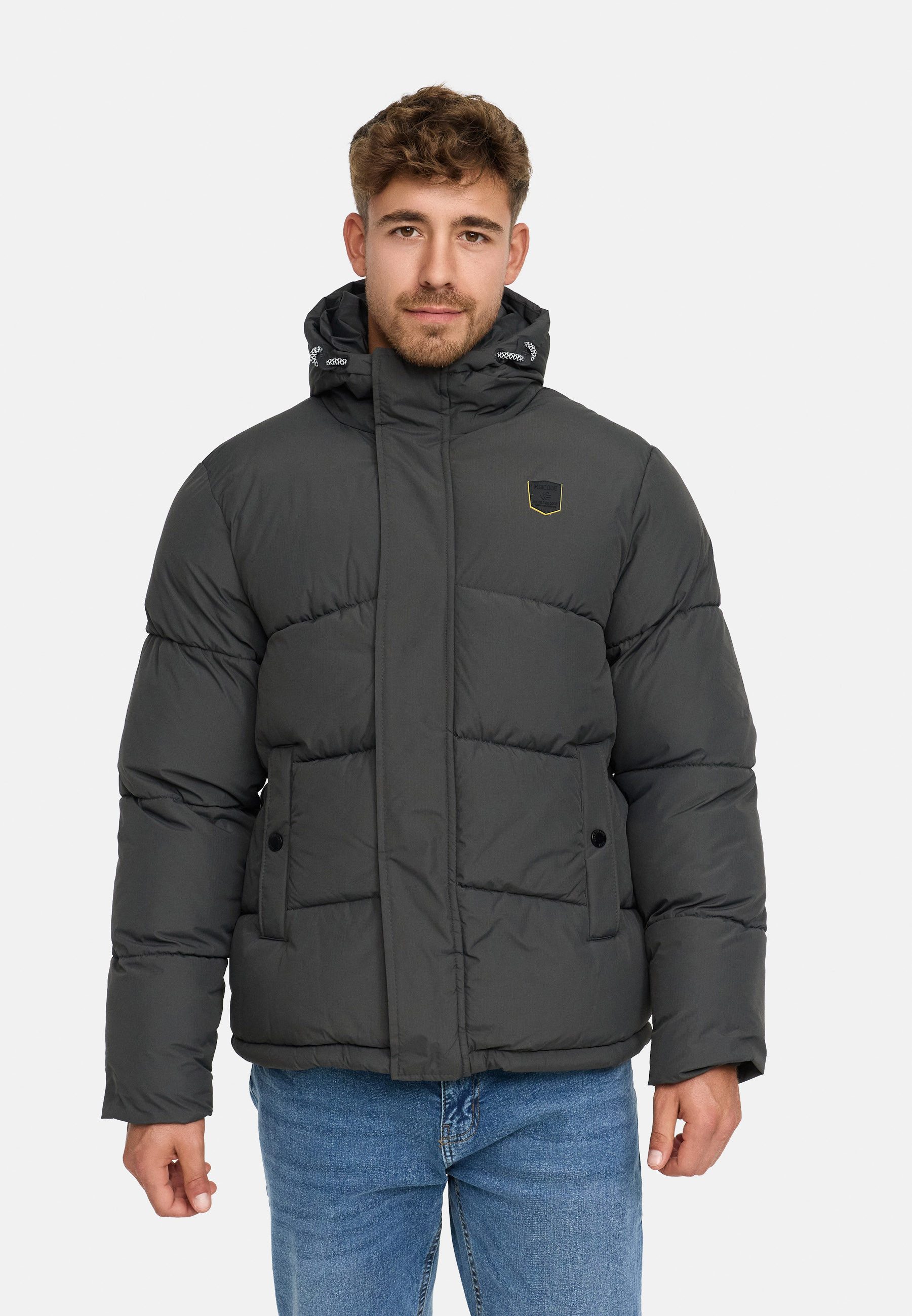 Indicode Winterjacke Herren INLaurits Jacket Herrenjacke Daunen-Optik mit Kapuze und sportiver Steppoptik