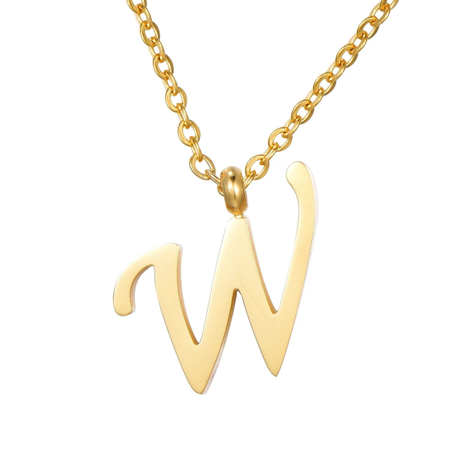 Kette mit Anhänger Buchstabenkette Halskette mit Buchstaben Anhänger (1-tlg., Kette mit Anhänger inkl. Samtbeutel), Goldene Kette mit Buchstabenanhänger, im Samtbeutel