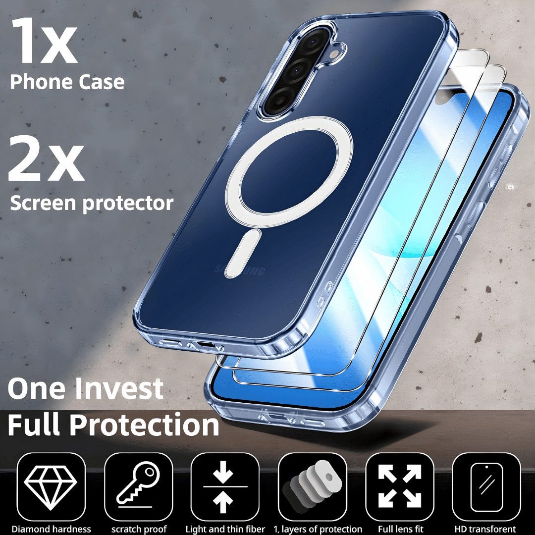 SmartUP Smartphone-Hülle + 2X Schutzglas für Samsung Galaxy A17 5G Panzerfolie MagSafe Case 9H 6,6 Zoll, MagSafe-Technologie – Bild 3 von 5