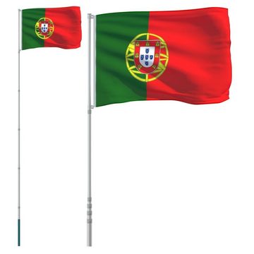 vidaXL Fahne Flagge Portugals mit Mast 5,55 m Aluminium