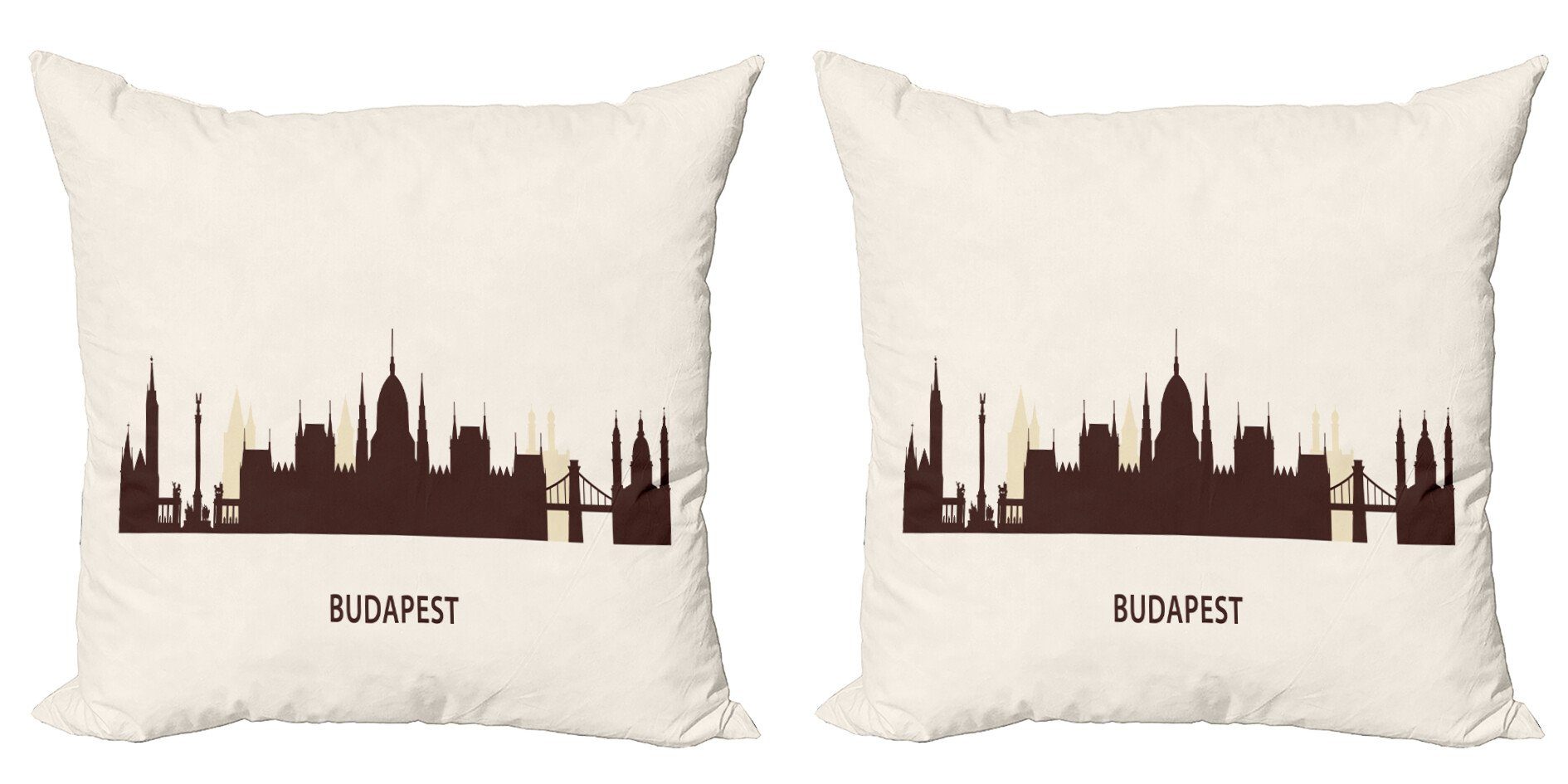 Kissenbezüge Modern Accent Doppelseitiger Digitaldruck, Abakuhaus (2 Stück), Ungarn Silhouette von Budapest Stadt