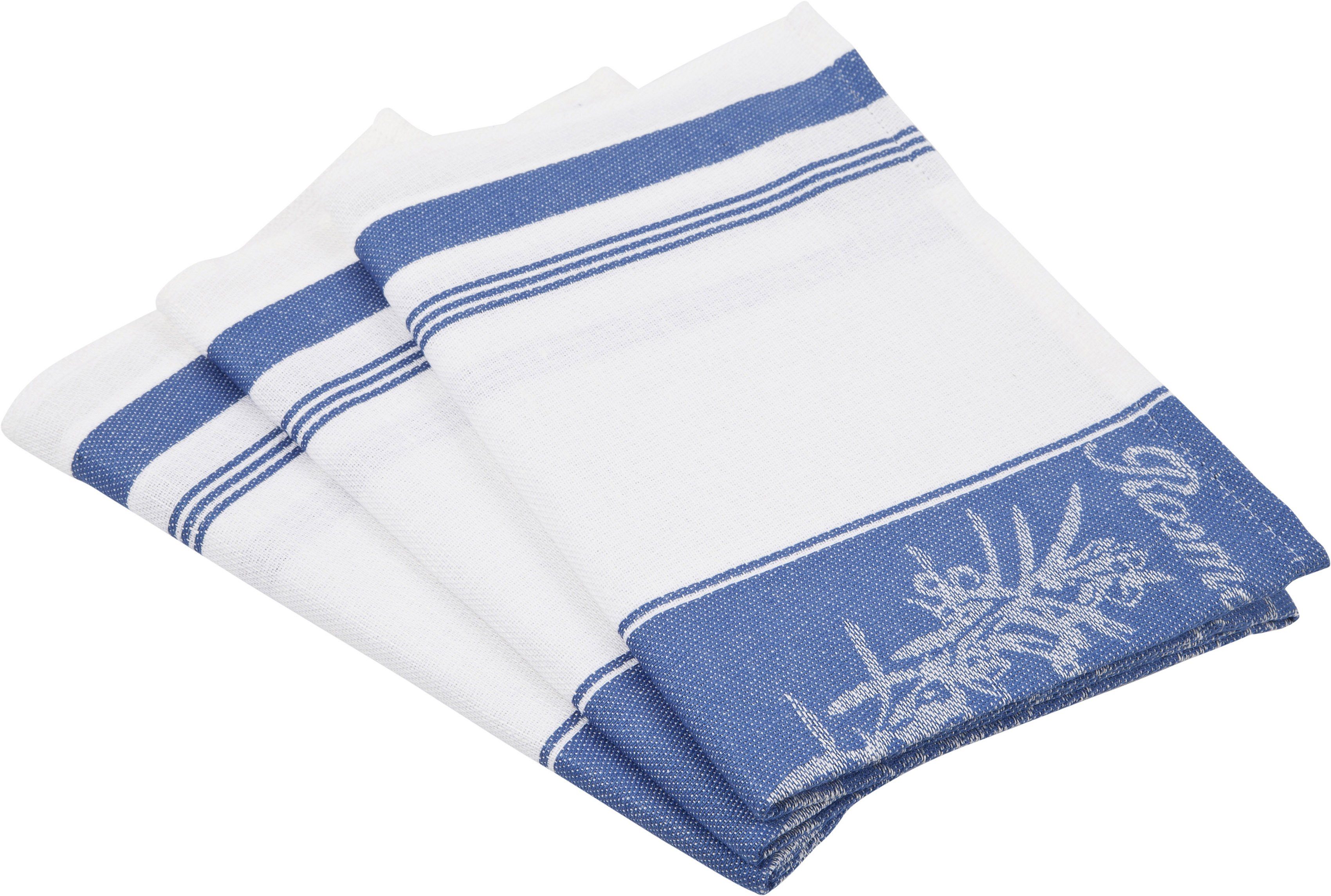 ROSS Geschirrtuch Exclusiv, (Set, 3-tlg), Mittelstreifen mit Kräutern, 50x70 cm