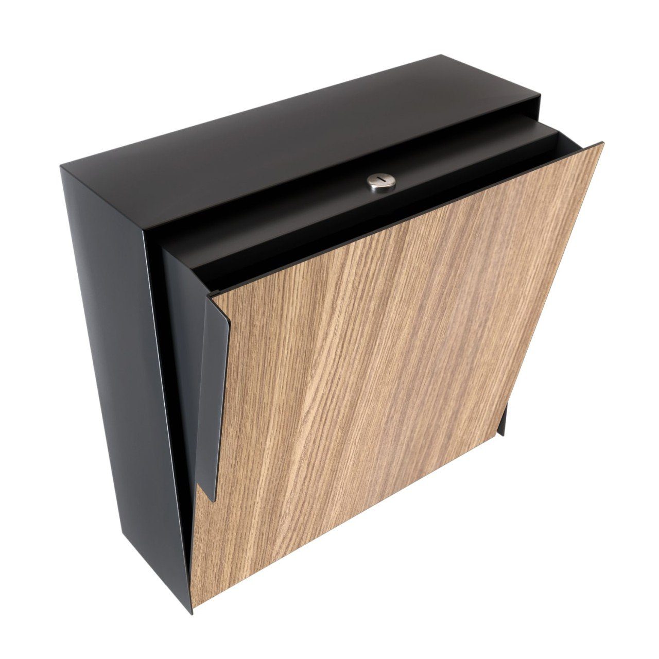 Bravios Briefkasten Schwarz Porto mit Wandbriefkasten Holzdekor-Front