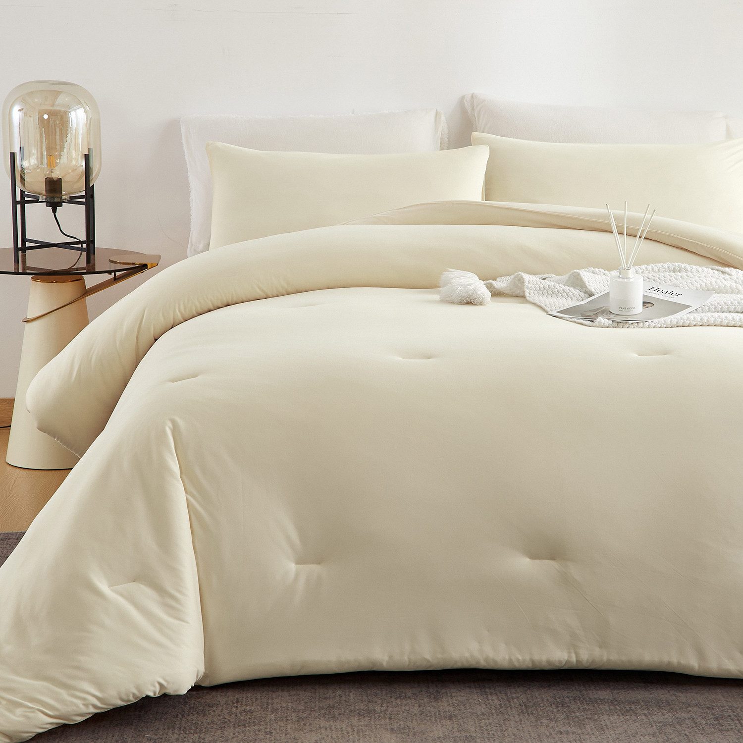 ibettertec Microfaserbettdecke Bettdecke 135x200 200x200 cm, Ganzjahresdecke,Weich und Bügelfrei, Premium Qualität, uni, mit Kissenbezüge 80x80cm